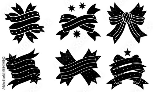 Elegant ribbons with stars for festive celebrations and gift wrapping, adding a touch of sparkle to your designs, originally a scalable vector graphic