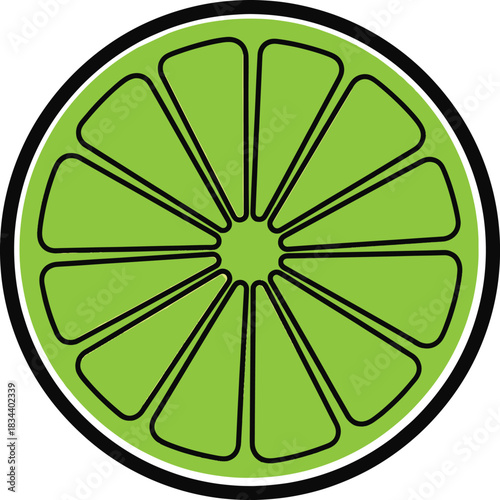 Fresh Green Lime Slice Circle Illustration