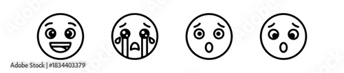 Emote icons with varied facial expressions for playful and expressive communication.