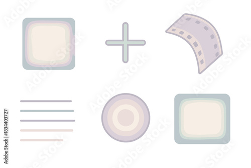 Projection Room Artifacts. Isometric vector illustration set Projection room artifacts: blurred frame corners, focus shift marks,