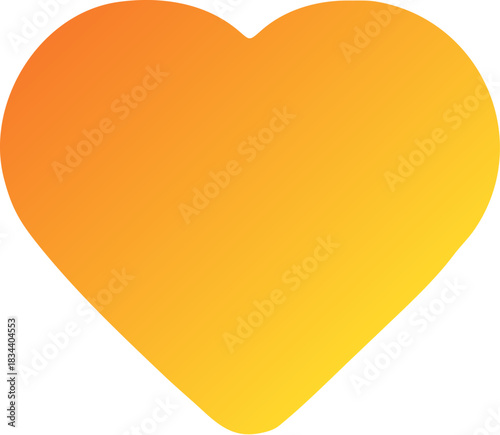 Bright gradient heart in orange and yellow color vector graphics