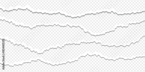 Realistic torn paper edges, vector illustration