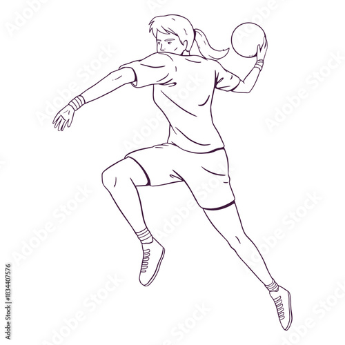 Handball woman player hand drawn