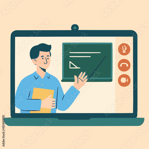 Teacher in Online Class Vector