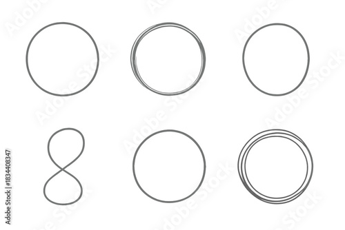 Flowing Loop Icons. Icons for: tranquil ring markings, soft circular strokes, flowing loop symbols, soothing rounded outlines,