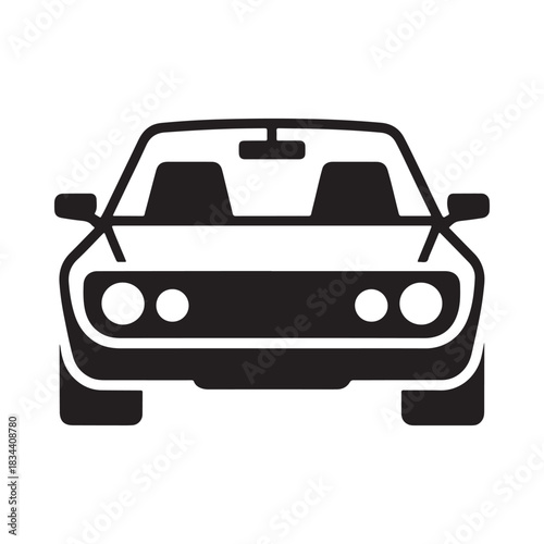 Front view of black automobile isolated on white