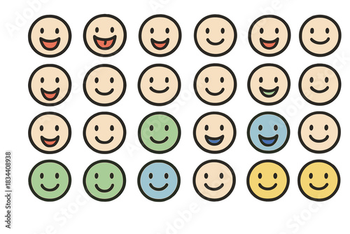Cute Phonetic Chart. A phonetic chart with cute smiling symbols and color-coded tongue positions, simplified and friendly doodle