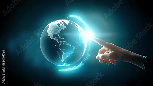 Digital Globe Touch: Futuristic Earth Technology Illustration