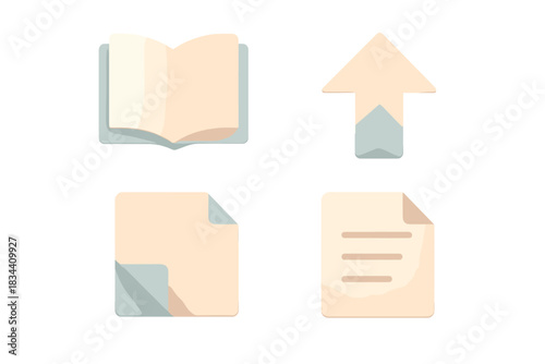 Light-Fold Minimalism. Isometric vector illustration set Light-fold minimalism: soft overlapping planes, precise creases, diffused