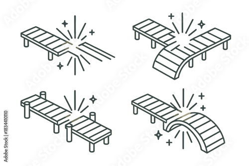 Enchanted Dock Icons. Icons for: enchanted joining docks, radiant mooring icons, glowing dockside connections, mystical pier