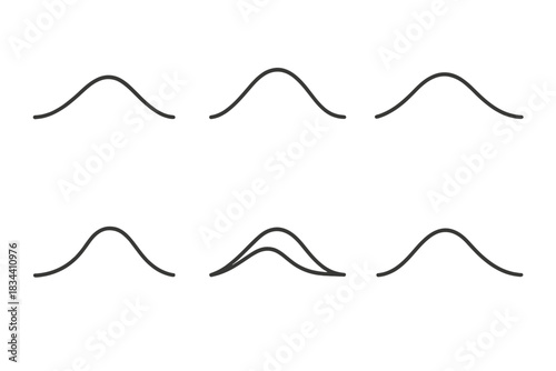 Gentle Mountain Line Icon. Line style icons of a gentle peak that holds a smooth bend: softly arched mountain with flowing contour