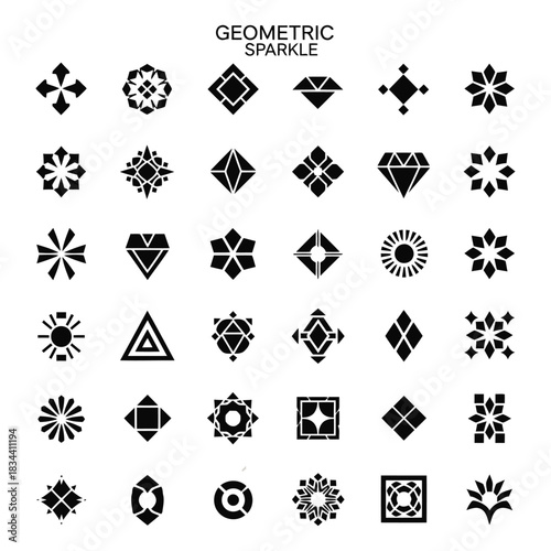 Geometric sparkle shapes isolated on for design elements