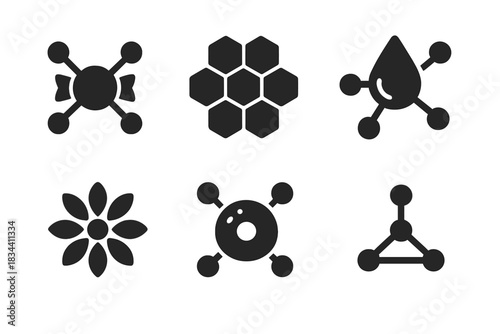 Sweet Network Icons. Solid style icons of subtle sugary frameworks: candy hub, honey network, syrup connection, floral lattice,