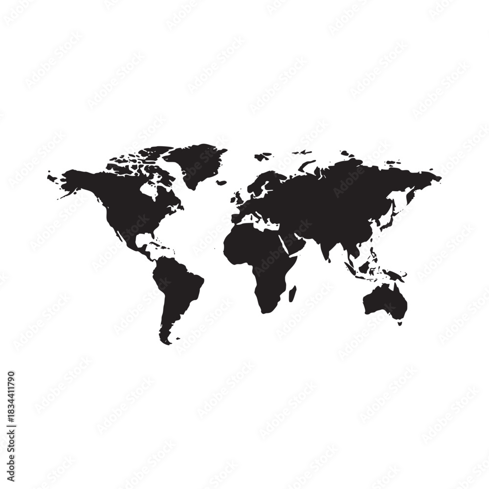 Obraz premium Sleek dark world map silhouette offers a modern minimalist backdrop for global business concepts and technology presentations