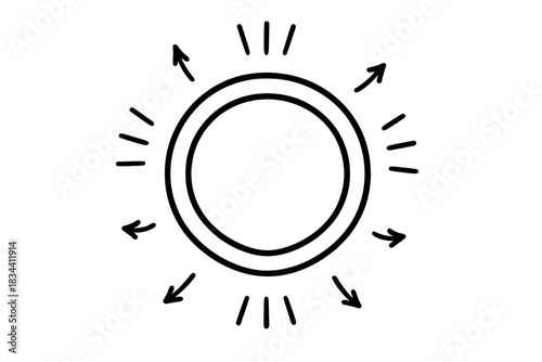 Unknot Symbol Bliss. An “unknot” symbol depicted as a perfectly round loop with cheerful energy lines, surrounded by tiny happy