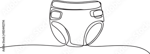 continuous line drawing. Line art, drawing baby diapers. Vector illustration. one line Icon drawing