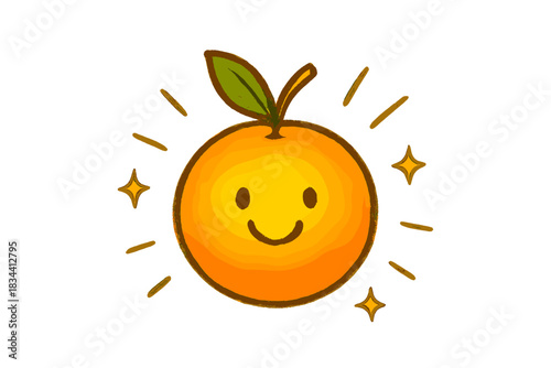 Glowing Harvest Fruit. A “ripe for harvest” alert represented by a glowing smiling fruit with doodle sparkles and tiny arrows