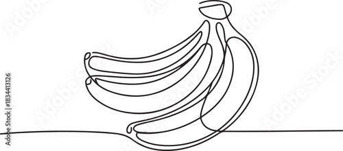 Single continuous line drawing whole bunch healthy organic bananas for orchard logo. Fresh summer tropical fruitage concept fruit garden icon. one line Icon drawing
