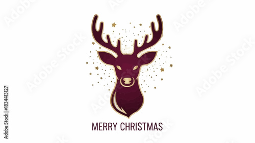 A festive illustration of a deer head with antlers, accompanied by Merry Christmas