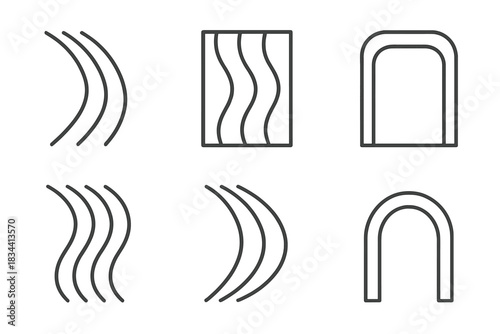 Intricate Line Architecture. Line vector icons of a structure furrow for careful changes: carved line channels, minimal groove