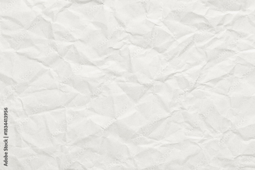 Fototapeta premium Cloud Dancer color of year 2026. Lofty white crumpled paper texture, template wrinkly background