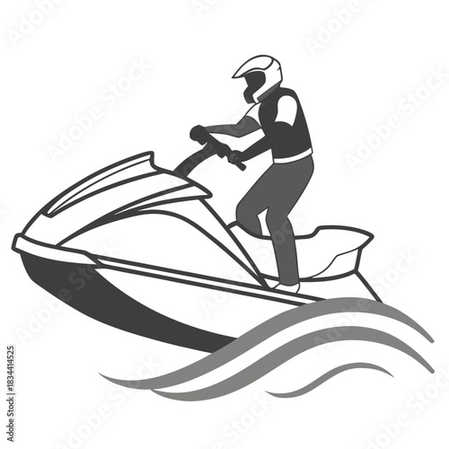 Person on a jet ski with gray and dark blue tones on water personal watercraft water sport
