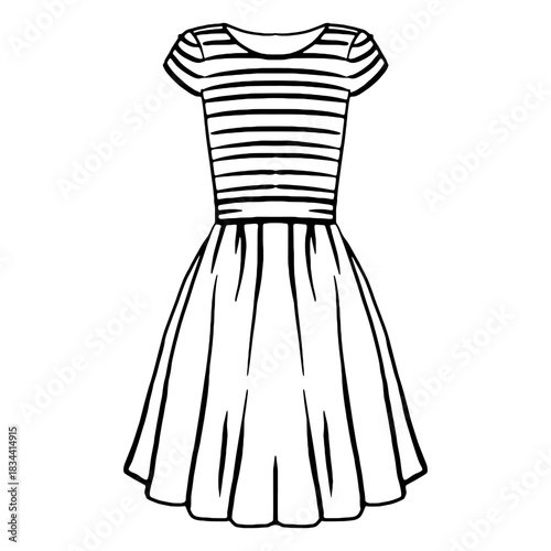 Simple shirt skirt outfit stroke