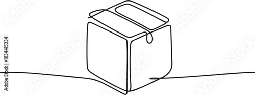 Carton box icon  continuous one line drawing  outline vector illustration. one line Icon drawing