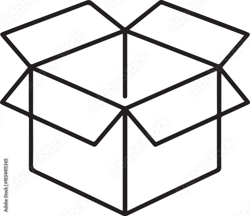 Carton box icon  continuous one line drawing  outline vector illustration. one line Icon drawing