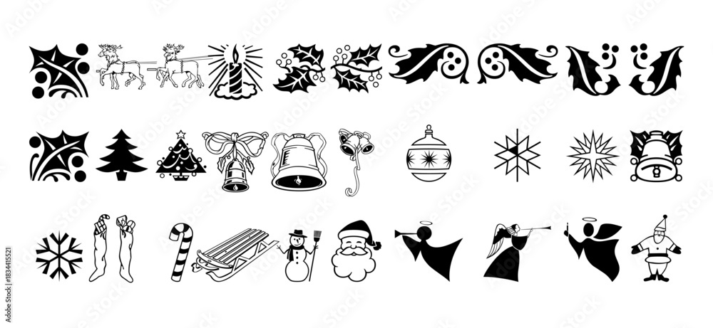 Naklejka premium Seamless Pattern Christmas Trees Hand-Drawn Style Vector Collection