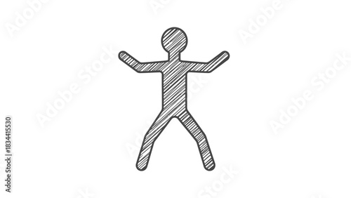 Hatch-marked stick figure with outstretched arms human