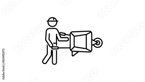 Construction Worker with Wheelbarrow Icon ca4755f3108ce619311420d0d634b1a2dr