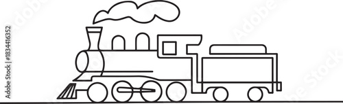 Simple drawing of a train. International Model Railroad Day. One line drawing for different uses. one line Icon drawing