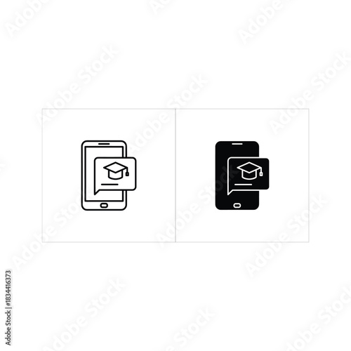 Mobile phone education vector icon in outline and filled style for apps