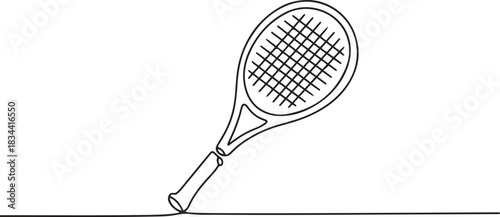 Tennis racket one line art. Continuous line drawing of tennis. one line Icon drawing