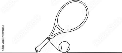 Tennis racket one line art. Continuous line drawing of tennis. one line Icon drawing