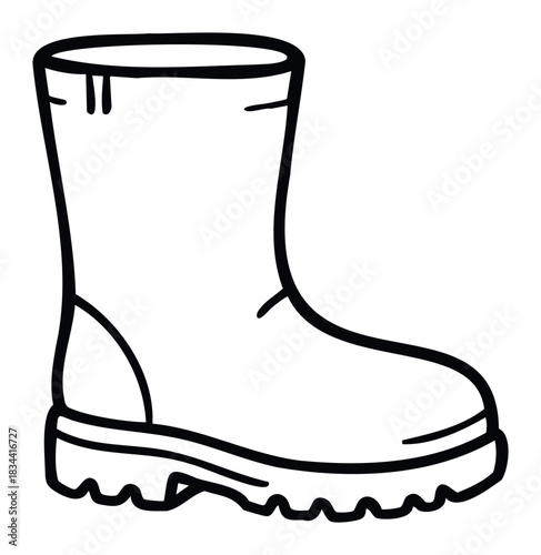 Graphic rendering of a single rubber boot, perfect for representing footwear, weather, and outdoor adventure themes.