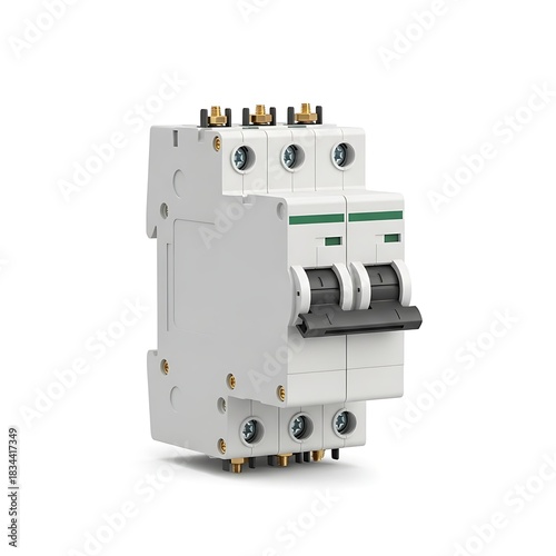 Modern white electrical circuit breaker with two switches