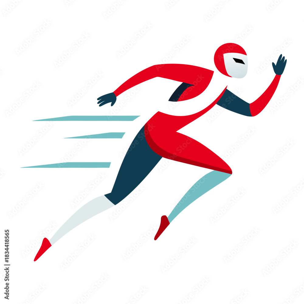 Obraz premium Speedy runner in red and blue athletic gear