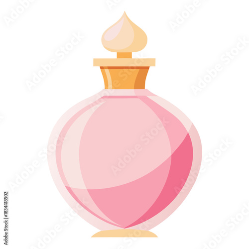 Elegant pink perfume bottle with golden accents
