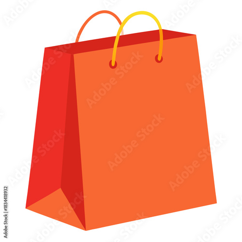 Vibrant orange shopping bag with yellow handles