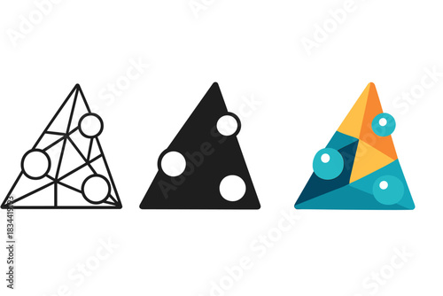 Abstract Geometry Play. Abstract triangular pattern inspired by web tension and spherical dew drops, first in line style with thin