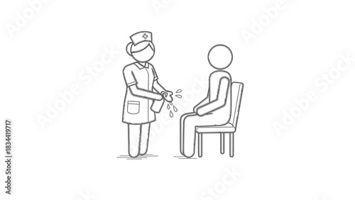 Nurse attending to a patient with a spray bottle healthcare