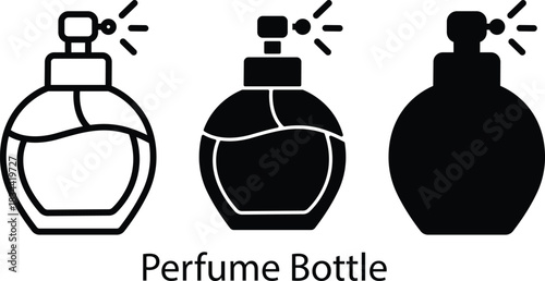 Round Glass Container Fragrance Scent Spray Pump Beauty Icon Vector Silhouette and Pictogram..eps