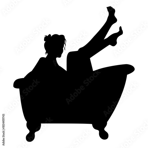 Woman bathing bathtub legs out silhouette