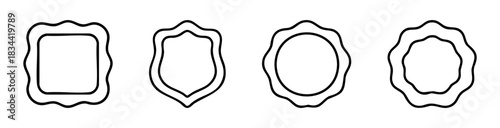 A set of four distinct ornamental frames featuring wavy outlines, ideal for invitations, certificates, or any graphic needing a decorative border.