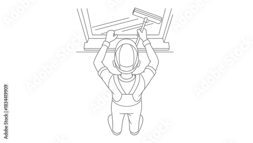 Person cleaning window with squeegee window cleaning