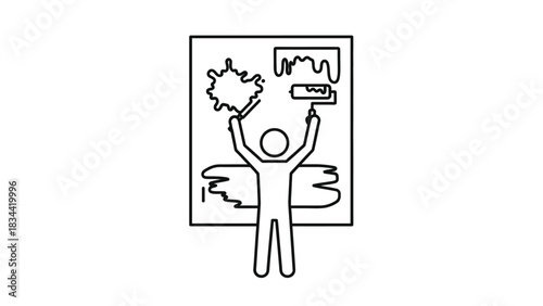 Person painting a canvas with roller artist