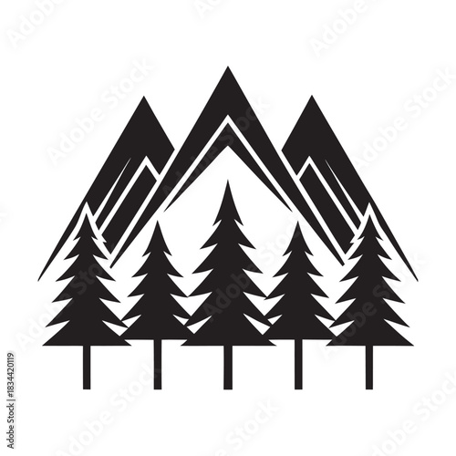 Cedar Trees In Line Silhouette Landscape