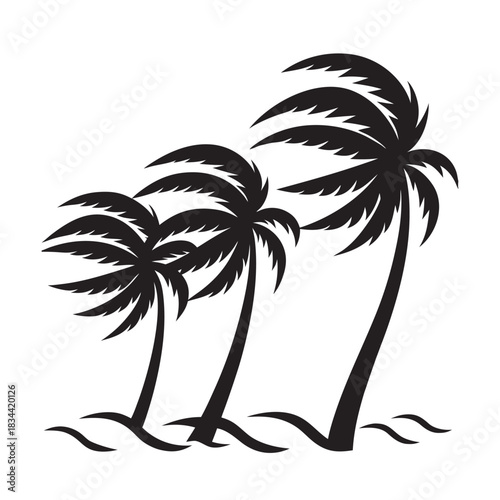 Coastal Wind Palm Line Silhouette Scene